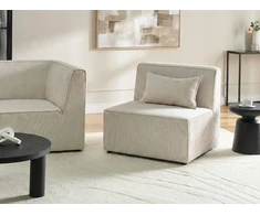 Sofa Beliani 1 vietos sofos modulis LEMVIG smėlio spalvos velvetas