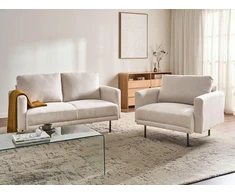 Sofa Beliani 2 vietų poilsio komplektas BREDA šviesiai smėlio spalvos