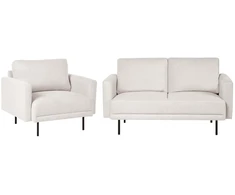 Sofa Beliani 2 vietų poilsio komplektas BREDA šviesiai smėlio spalvos