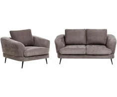 Sofa Beliani 3 asmenų svetainės baldų komplektas KJAER, šenilas, smėlio ir pilkos spalvos