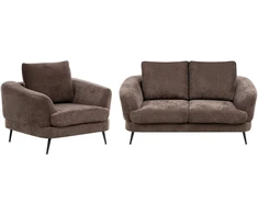 Sofa Beliani 3 asmenų svetainės komplektas KJAER, šenilas, tamsiai rudas
