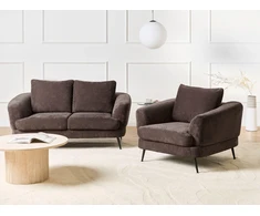 Sofa Beliani 3 asmenų svetainės komplektas KJAER, šenilas, tamsiai rudas