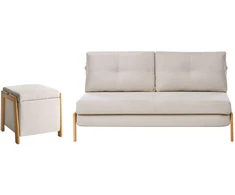 Sofa Beliani 3 vietų poilsio baldų komplektas EDLAND su pufu, šviesiai smėlinis