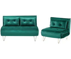 Sofa Beliani 3 vietų poilsio baldų komplektas VESTFOLD, tamsiai žalias veliūras