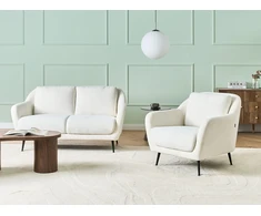 Sofa Beliani 3 vietų svetainės baldų komplektas EIBY šenilinis baltas