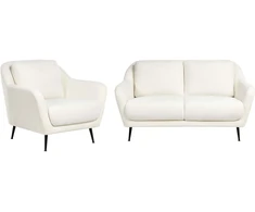 Sofa Beliani 3 vietų svetainės baldų komplektas EIBY šenilinis baltas
