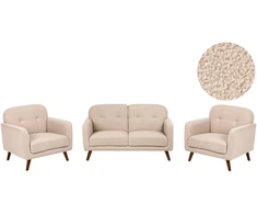 Sofa Beliani 4 asmenų svetainės baldų komplektas ETTRUM, smėlio spalvos boucle