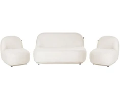 Sofa Beliani 4 vietų poilsio komplektas LOVBERG, kreminės baltos spalvos