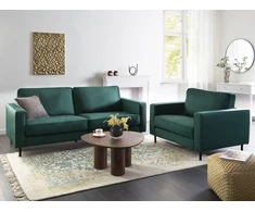 Sofa Beliani 4 vietų svetainės baldų komplektas SAVALEN, veliūras, tamsiai žalias