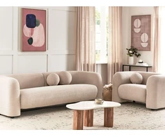 Sofa Beliani 4-vietų svetainės baldų komplektas LEIREN Boucle smėlio spalvos