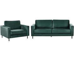 Sofa Beliani 4 vietų svetainės baldų komplektas SAVALEN, veliūras, tamsiai žalias