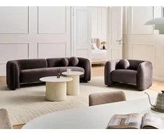 Sofa Beliani 4 vietų svetainės baldų komplektas LEIREN, veliūras, tamsiai rudas