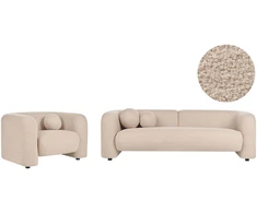 Sofa Beliani 4-vietų svetainės baldų komplektas LEIREN Boucle smėlio spalvos
