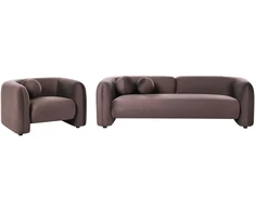Sofa Beliani 4 vietų svetainės baldų komplektas LEIREN, veliūras, tamsiai rudas