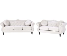 Sofa Beliani 5 asm. svetainės baldų komplektas SKIEN, veliūras, šviesi smėlio spalva