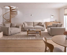 Sofa Beliani 5 asmenų svetainės baldų komplektas JUBEK, smėlio spalvos boucle audinys