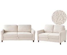Sofa Beliani 5 asmenų svetainės baldų komplektas MARE Boucle smėlio spalvos
