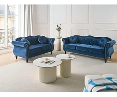 Sofa Beliani 5-vietis minkštų baldų komplektas SKIEN, aksominis, tamsiai mėlynas