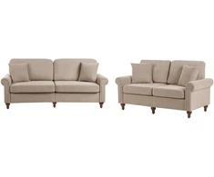 Sofa Beliani 5 vietų poilsio baldų komplektas GINNERUP, smėlio ir rusvos spalvos