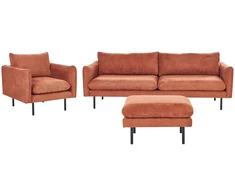 Sofa Beliani 5 vietų svetainės baldų komplektas VINTERBRO, šenilinis, auksinio ruda spalva su otomane