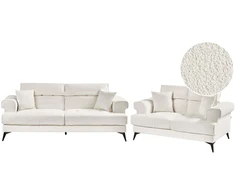 Sofa Beliani 5 vietų svetainės baldų komplektas SKIVE, boucle, baltas