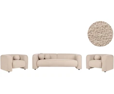 Sofa Beliani 5 vietų svetainės baldų komplektas LEIREN, buklė audinys, smėlio spalvos