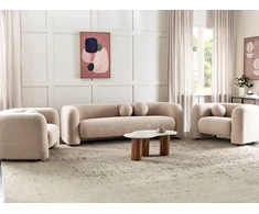 Sofa Beliani 5 vietų svetainės baldų komplektas LEIREN, buklė audinys, smėlio spalvos