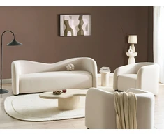 Sofa Beliani 5 vietų svetainės baldų komplektas VELTADA veliūrinis, kreminės spalvos