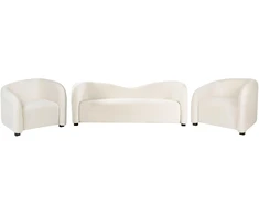 Sofa Beliani 5 vietų svetainės baldų komplektas VELTADA veliūrinis, kreminės spalvos