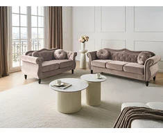 Sofa Beliani 5 vietų svetainės baldų komplektas SKIEN, veliūras, smėlio ir juodos spalvos