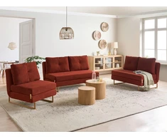 Sofa Beliani 6 asmenų poilsio komplektas JERSLEV raudonas