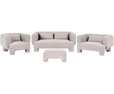 Sofa Beliani 6 asmenų poilsio komplektas HOGBO smėlio spalvos su otomane