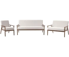 Sofa Beliani 6 asmenų svetainės baldų komplektas ESRUM tamsiai ruda / smėlio spalvos