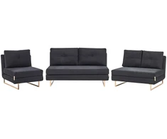 Sofa Beliani 6 asmenų svetainės baldų komplektas JERSLEV juodas