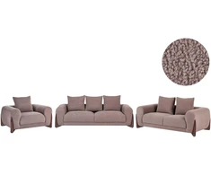 Sofa Beliani 6 asmenų svetainės baldų komplektas VINLIDEN rudos spalvos boucle audinio