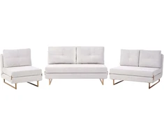 Sofa Beliani 6 asmenų svetainės baldų komplektas JERSLEV, kreminė balta