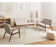 Sofa Beliani 6 asmenų svetainės baldų komplektas ESRUM tamsiai ruda / smėlio spalvos