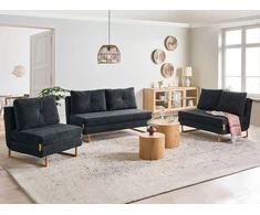 Sofa Beliani 6 asmenų svetainės baldų komplektas JERSLEV juodas
