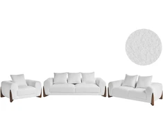Sofa Beliani 6 vietų poilsio baldų komplektas VINLIDEN Bouclé, baltas