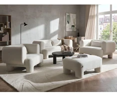Sofa Beliani 6 vietų poilsio baldų komplektas HOGBO, baltas, su otomane