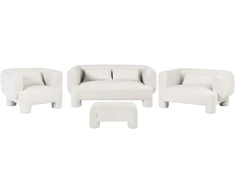 Sofa Beliani 6 vietų poilsio baldų komplektas HOGBO, baltas, su otomane