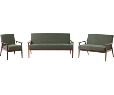 Sofa Beliani 6 vietų svetainės baldų komplektas ESRUM tamsiai ruda / žalia