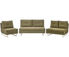 Sofa Beliani 6 vietų svetainės baldų komplektas JERSLEV žalias
