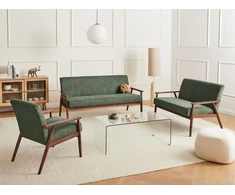 Sofa Beliani 6 vietų svetainės baldų komplektas ESRUM tamsiai ruda / žalia