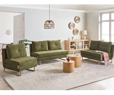 Sofa Beliani 6 vietų svetainės baldų komplektas JERSLEV žalias