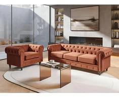 Sofa Beliani CHESTERFIELD poilsio baldų komplektas 4 asmenims, veliūrinis, aukso rudos spalvos
