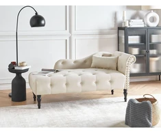 Sofa Beliani Dešininė šezlongo kėdė IVRY, veliūrinė, šviesiai smėlio spalvos