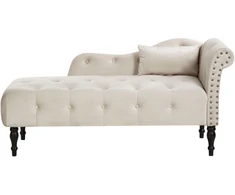 Sofa Beliani Dešininė šezlongo kėdė IVRY, veliūrinė, šviesiai smėlio spalvos