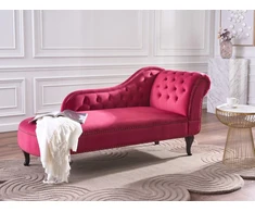 Sofa Beliani Dešininė šezlongo kėdė NIMES aksominė bordo