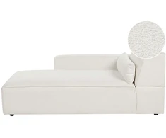 Sofa Beliani Dešininės pusės gultas HELLNAR Boucle, kreminės baltos spalvos